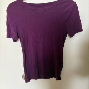Ribbed Purple Short Sleeve Tee